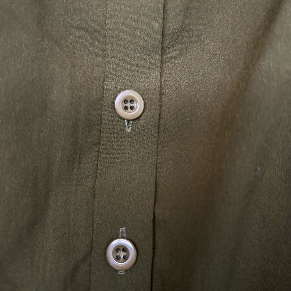 Olive Green Button-Front Shirt Dress with Tie Belt - Picture 4 of 6